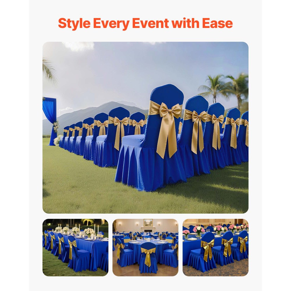 VEVOR 30 Pcs Blue Chair Covers, Polyester Spandex Chair Cover, Stretch Slipcovers for Wedding Party Dining Banquet