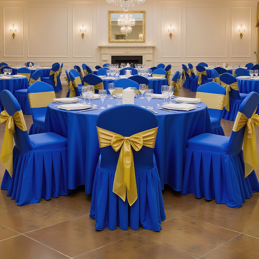 VEVOR 30 Pcs Blue Chair Covers, Polyester Spandex Chair Cover, Stretch Slipcovers for Wedding Party Dining Banquet