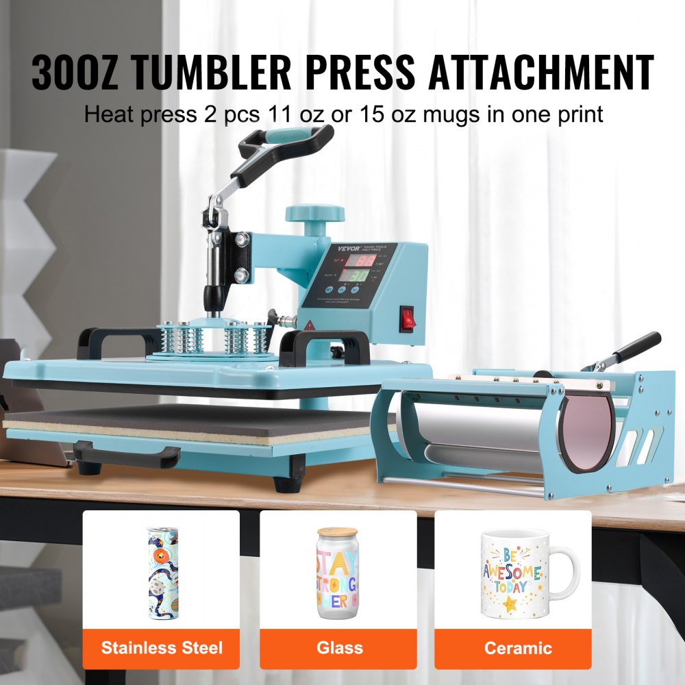 VEVOR Heat Press Machine, 12 x 15 inch, 5 in 1 Heat Transfer Machine with 30 oz Tumbler Press, 360° Swing Away T-Shirt