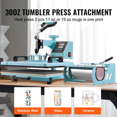 VEVOR Heat Press Machine, 12 x 15 inch, 5 in 1 Heat Transfer Machine with 30 oz Tumbler Press, 360° Swing Away T-Shirt