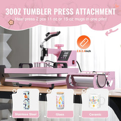 VEVOR Heat Press Machine, 15 x 15 inch, 5 in 1 Heat Transfer Machine with 30 oz Tumbler Press, 360° Swing Away T-Shirt