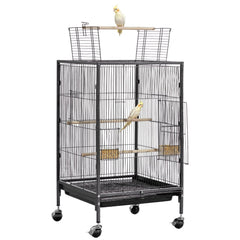 VEVOR Bird Cage, 18 x 18 x 30 inch, Open Flat Top, Wrought Iron Bird Flight Cage with Perches, Slide-Out Tray and