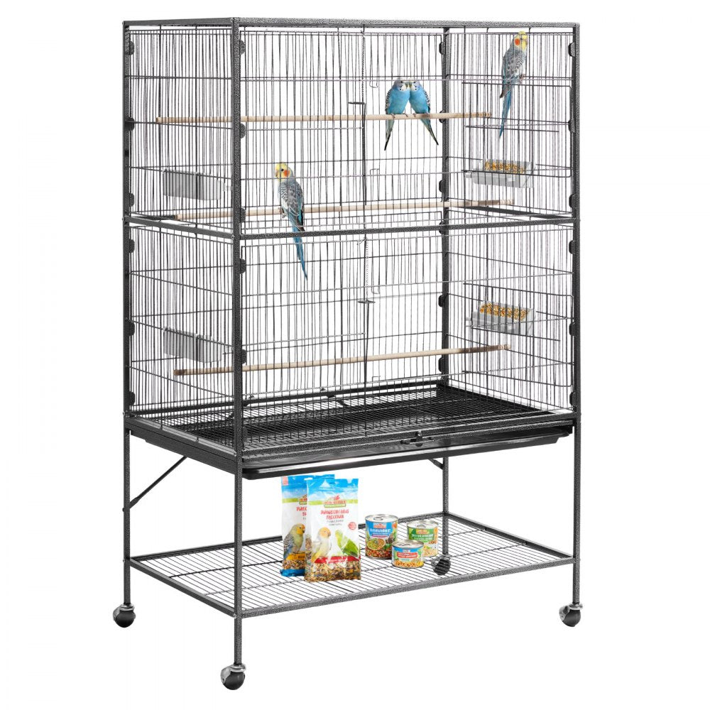 VEVOR Bird Cage, 36.6 x 22.8 x 59.5 inch, Flat Top, Wrought Iron Bird Flight Cage with Perches, Slide-Out Tray and