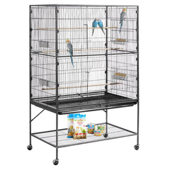 VEVOR Bird Cage, 36.6 x 22.8 x 59.5 inch, Flat Top, Wrought Iron Bird Flight Cage with Perches, Slide-Out Tray and