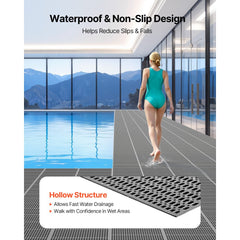 VEVOR Drainage Mat, 3 x 50 ft, PVC Non Slip Commercial Floor Mat, Wet Area Water Drain Splash Matting Hollow Doormat