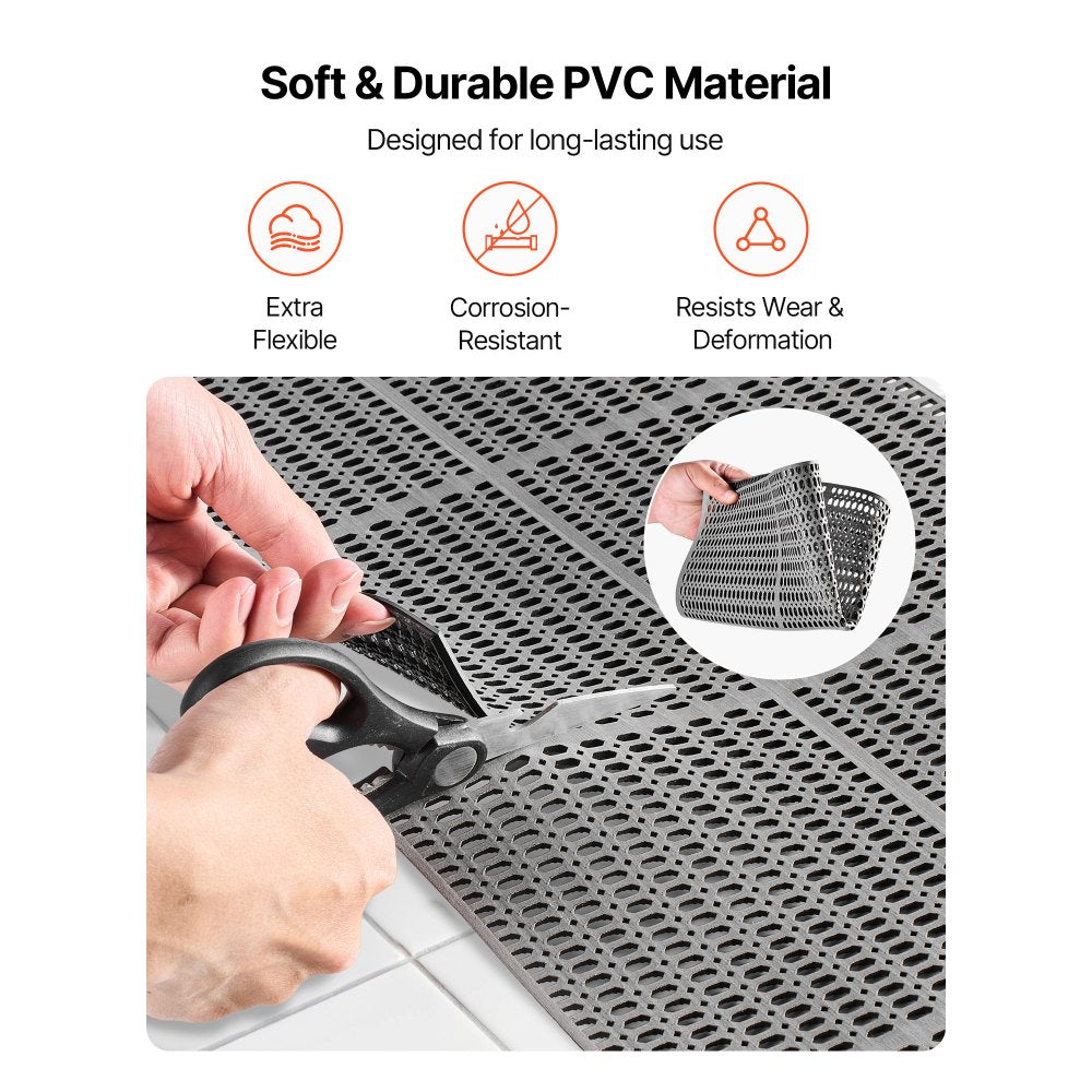VEVOR Drainage Mat, 3 x 50 ft, PVC Non Slip Commercial Floor Mat, Wet Area Water Drain Splash Matting Hollow Doormat