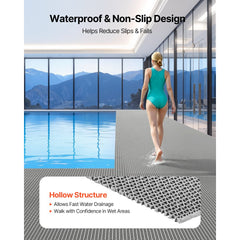 VEVOR Drainage Mat, 3 x 16.4 ft, PVC Non Slip Commercial Floor Mat, Wet Area Water Drain Splash Matting Hollow Doormat