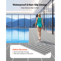 VEVOR Drainage Mat, 3 x 50 ft, PVC Non Slip Commercial Floor Mat, Wet Area Water Drain Splash Matting Hollow Doormat