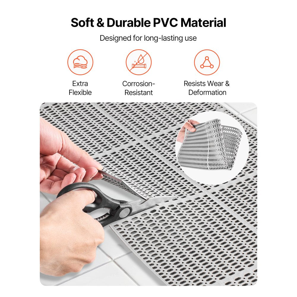 VEVOR Drainage Mat, 3 x 50 ft, PVC Non Slip Commercial Floor Mat, Wet Area Water Drain Splash Matting Hollow Doormat