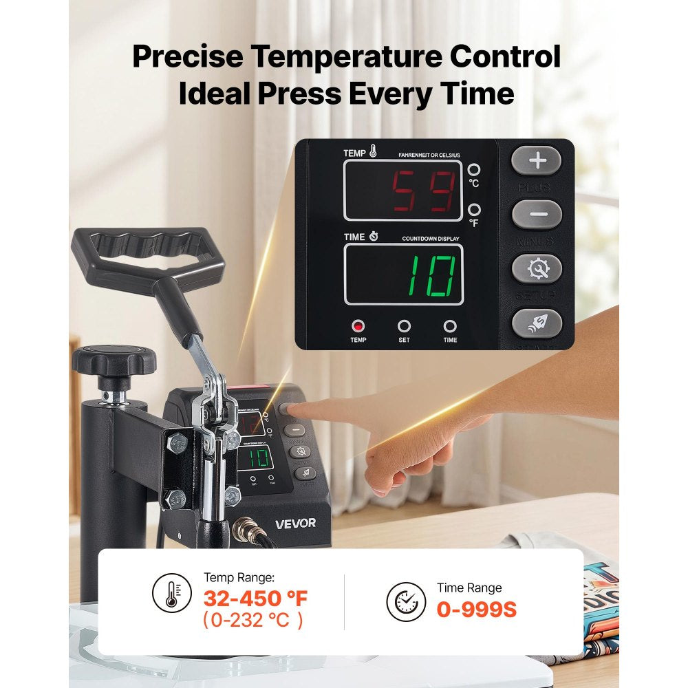 VEVOR Heat Press Machine 12 x 15 in 5-in-1 Combo Sublimation Press Machine, Heat Up Fast and Even, Digital Precise Time