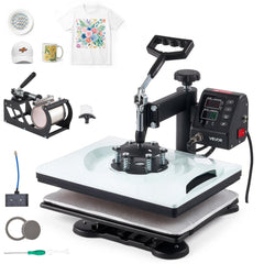 VEVOR Heat Press Machine 12 x 15 in 5-in-1 Combo Sublimation Press Machine, Heat Up Fast and Even, Digital Precise Time