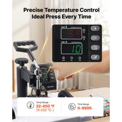 VEVOR Heat Press Machine 12 x 15 in Sublimation Press Machine Swing Away, Heat Up Fast and Even, Digital Precise Time