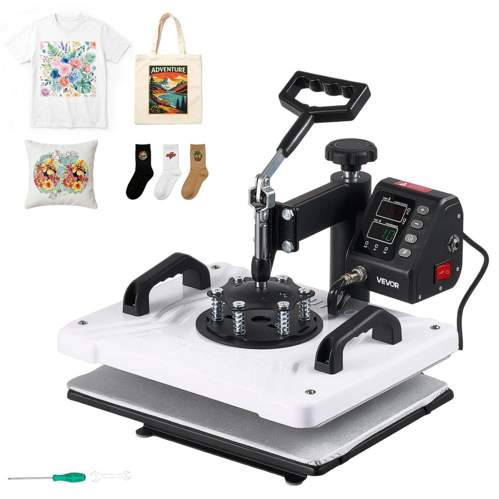 VEVOR Heat Press Machine 12 x 15 in Sublimation Press Machine Swing Away, Heat Up Fast and Even, Digital Precise Time