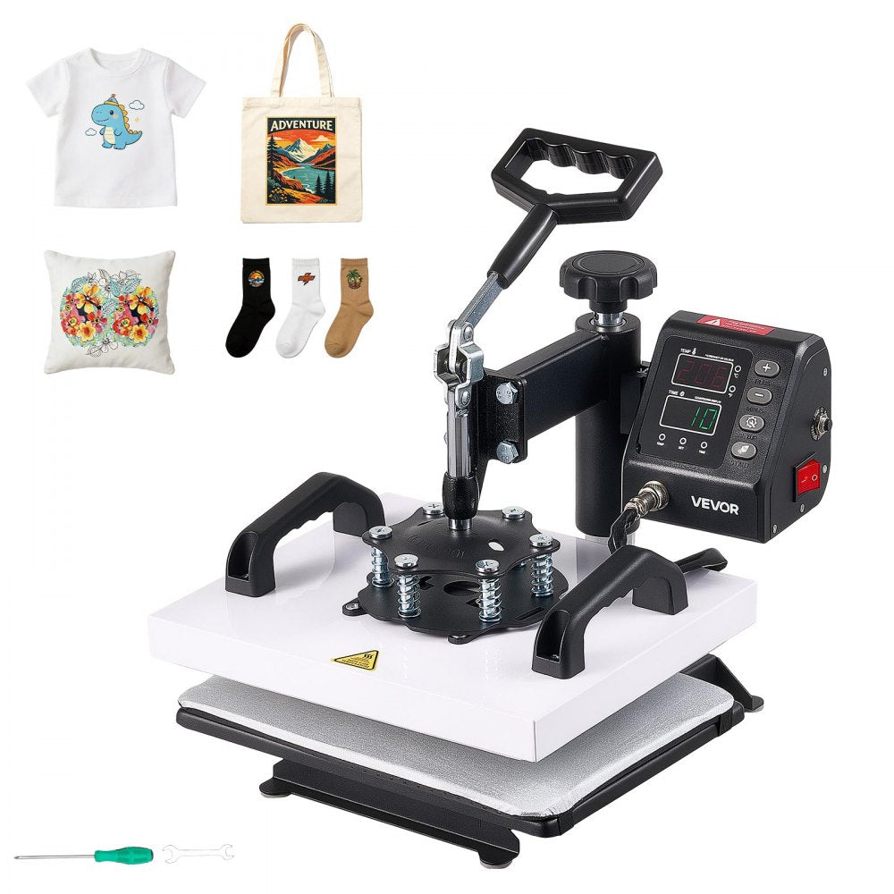 VEVOR Heat Press Machine 12 x 10 in Sublimation Press Machine Swing Away, Heat Up Fast and Even, Digital Precise Time