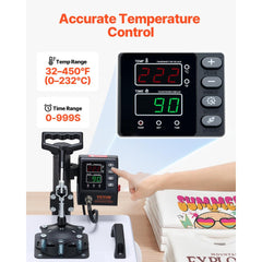 VEVOR Heat Press Machine, 15 x 15 in, 8-in-1 Multifunction, 360° Swing Away, Heat Up Fast and Even, Digital Precise