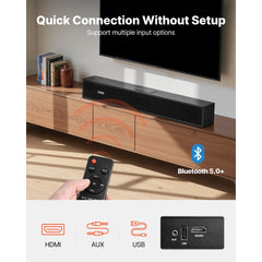 VEVOR Sound Bar for Smart TV, 2.0 Channel, 24-Inch Compact Soundbar TV Speakers for Projector, Bluetooth AUX