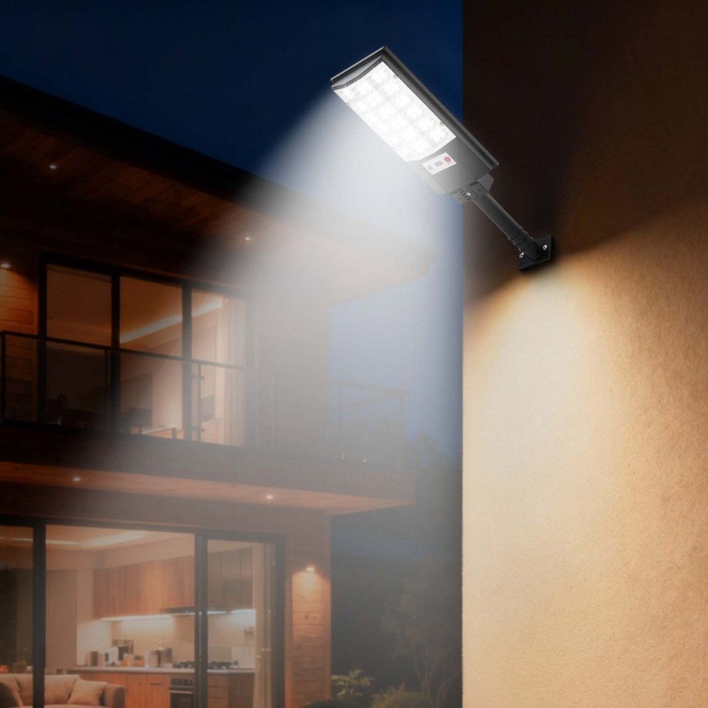 VEVOR 4 Pack 500W Solar Street Lights Outdoor, 50000LM, Commercial Parking Lot Lights Dusk to Dawn, LED Flood Security