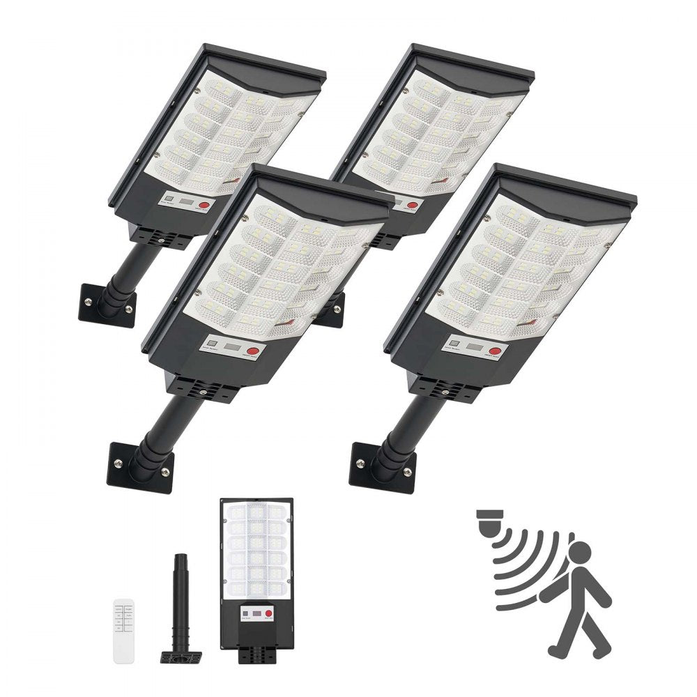 VEVOR 4 Pack 500W Solar Street Lights Outdoor, 50000LM, Commercial Parking Lot Lights Dusk to Dawn, LED Flood Security
