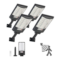 VEVOR 4 Pack 500W Solar Street Lights Outdoor, 50000LM, Commercial Parking Lot Lights Dusk to Dawn, LED Flood Security