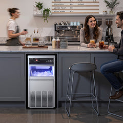 VEVOR Commercial Ice Maker Machine, 100 lbs/24h with 30-35 lbs Storage, Built-in/Freestanding/Under Counter, Stainless