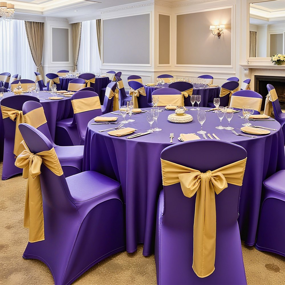 VEVOR 50 Pcs Purple Chair Covers, Polyester Spandex Chair Cover, Stretch Slipcovers for Wedding Party Dining Banquet