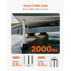 VEVOR Trailer Jack with Wheel, 2000 lbs Load Capacity, Heavy Duty Swivel Boat Trailer Jack with PP Single Wheel &