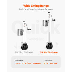 VEVOR Trailer Jack with Wheel, 2000 lbs Load Capacity, Heavy Duty Swivel Boat Trailer Jack with PP Single Wheel &