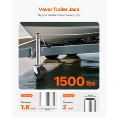 VEVOR Trailer Jack with Wheel, 1500 lbs Load Capacity, Heavy Duty Swivel Boat Trailer Jack with PP Single Wheel &