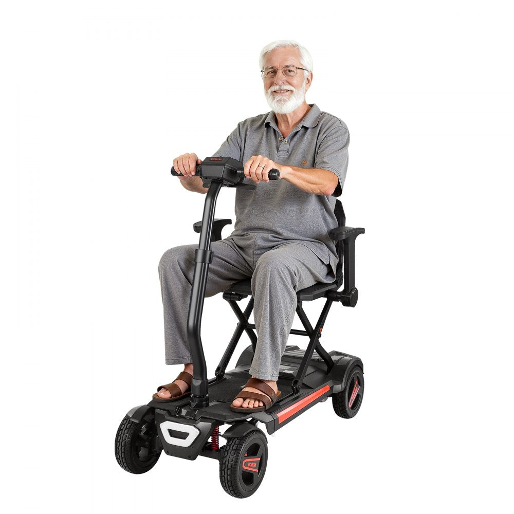 VEVOR 4-Wheel Electric Mobility Scooter for Adults & Seniors, Integrated Foldable Mobility Scooter with 9.3 Miles Long