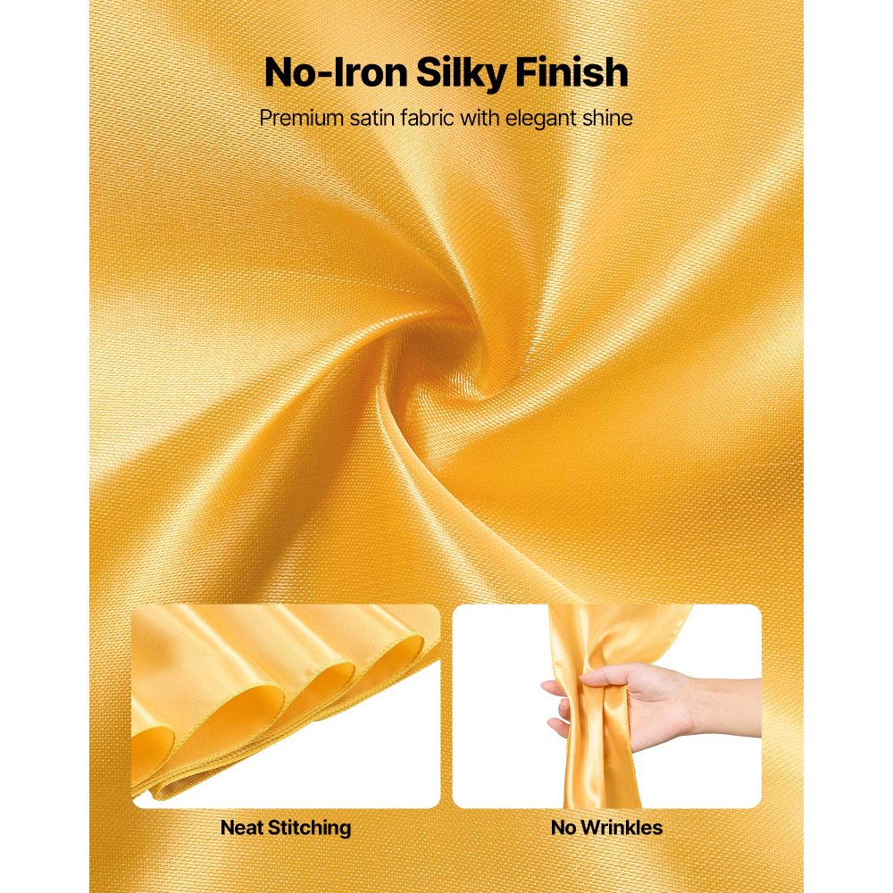 VEVOR Satin Chair Sashes Bows, 100PCS Chair Ribbon Ties Back Sash, 7 x 108 inch, Gold Wedding Reception Decoration, for