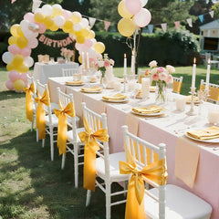 VEVOR Satin Chair Sashes Bows, 100PCS Chair Ribbon Ties Back Sash, 7 x 108 inch, Gold Wedding Reception Decoration, for