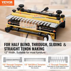 VEVOR Dovetail Jig, 12 in Width, Dove Tailing Router Jigs with 4 Router Bits & 3 Templates, Precise Alignment Dove Tail