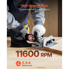 VEVOR Biscuit Plate Joiner, 5.9A, Plate Joiner Tool Kit with 11,600 RPM 760W Motor, 45-Degree Locating Notch, Carbide