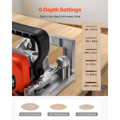 VEVOR Biscuit Plate Joiner, 5.9A, Plate Joiner Tool Kit with 11,600 RPM 760W Motor, 45-Degree Locating Notch, Carbide