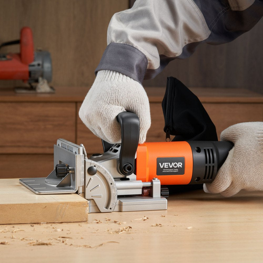 VEVOR Biscuit Plate Joiner, 5.9A, Plate Joiner Tool Kit with 11,600 RPM 760W Motor, 45-Degree Locating Notch, Carbide