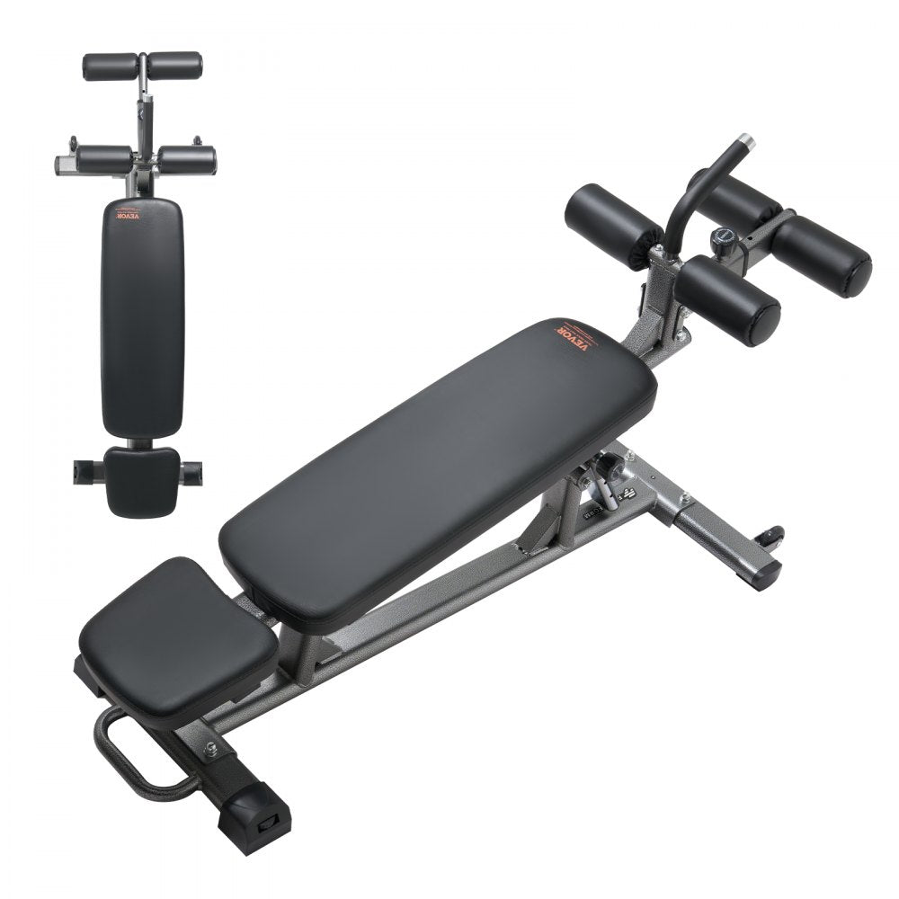 VEVOR Sit Up Bench, Decline Ab Bench with Reverse Crunch Handle, with 4 Adjustable Height Settings, Heavy Duty Steel