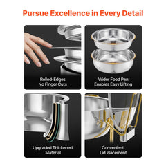 VEVOR Chafing Dish Buffet Set, 5 Qt 4 Pack, Stainless Steel Chafer with 4 Full Size Pan, Round Catering Warmer Server