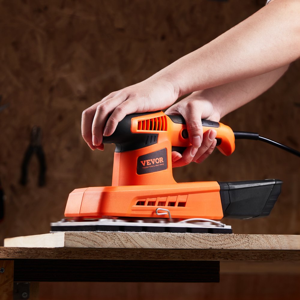 VEVOR Sheet Sander, 1/2 Sheet 2.5A Electric Sander for Woodworking, Max. 12000RPM Variable Speed Sheet Finishing Sander