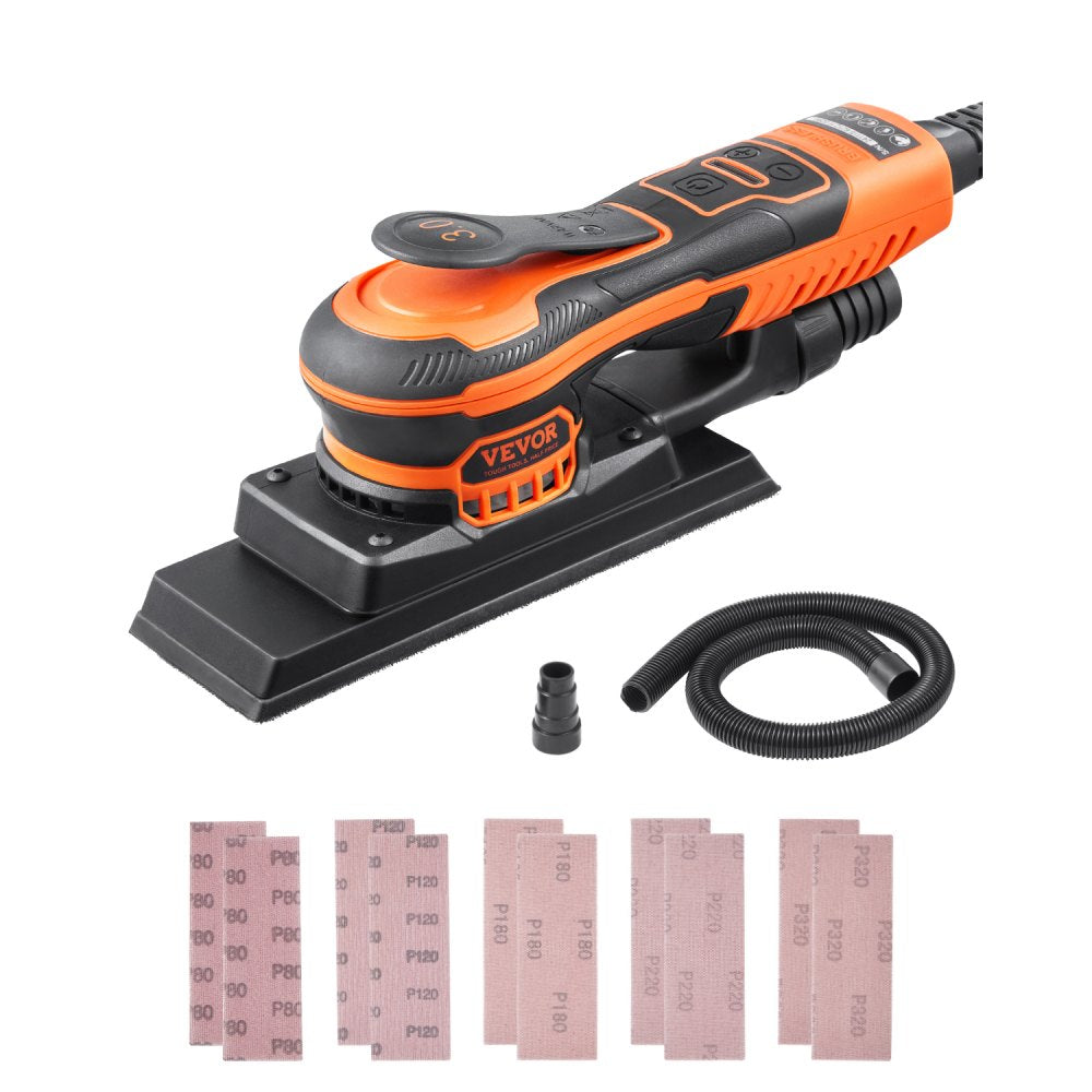 VEVOR Sheet Sander, 3/8 Sheet 3A EC Brushless Sander, Max. 10000RPM Variable Speed Sheet Finishing Sander with 10PCS