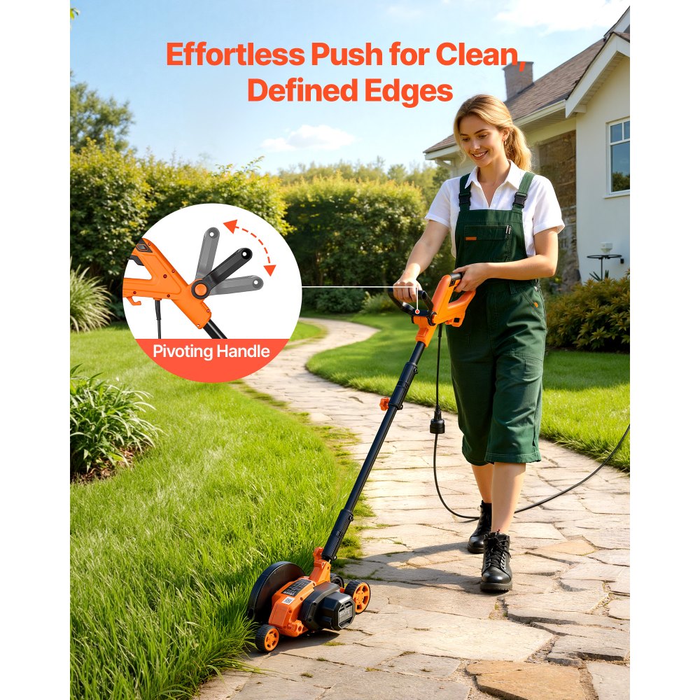 VEVOR Lawn Edger, 8-inch Blade Length, 12 Amp Electric Edger Lawn Tool, 4000 RPM, with 3-Position Blade Depth, 65 Mn