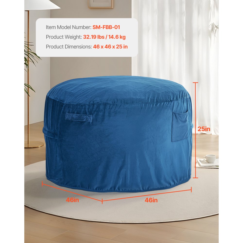 VEVOR Bean Bag Chair, Round BeanBag Chair with Removable & Washable Cover for Adult, Dutch Velvet & High-Density Foam
