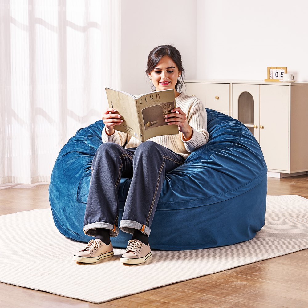 VEVOR Bean Bag Chair, Round BeanBag Chair with Removable & Washable Cover for Adult, Dutch Velvet & High-Density Foam