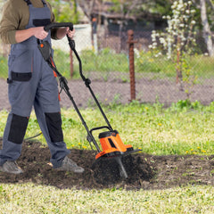 VEVOR 10 Amp Electric Tiller, 14" Tilling Width 3.94" Tilling Depth Corded Electric Tiller/Cultivator, Steel Mn Tines