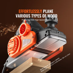 VEVOR Electric Hand Planer, 3-1/4" width Corded Electric Hand Planer, 16500 RPM High-Speed Powerful Electric Handheld