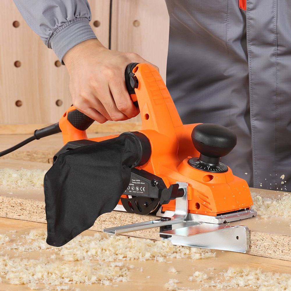 VEVOR Electric Hand Planer, 3-1/4-Inch Cut Width, 7-Amp 14500 RPM Corded Power Handheld Planer for Wood, with