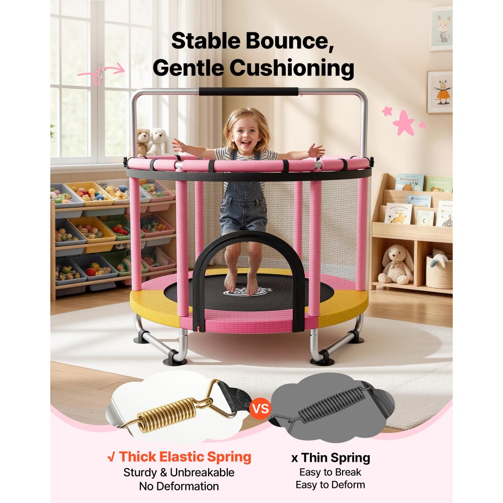 VEVOR 60" Trampoline for Kids, 5 FT Toddler Mini Trampoline, 132 lbs Indoor Outdoor Play Toys with Enclosure Net and