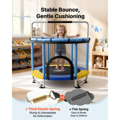 VEVOR 60" Trampoline for Kids, 5 FT Toddler Mini Trampoline, 132 lbs Indoor Outdoor Play Toys with Enclosure Net and