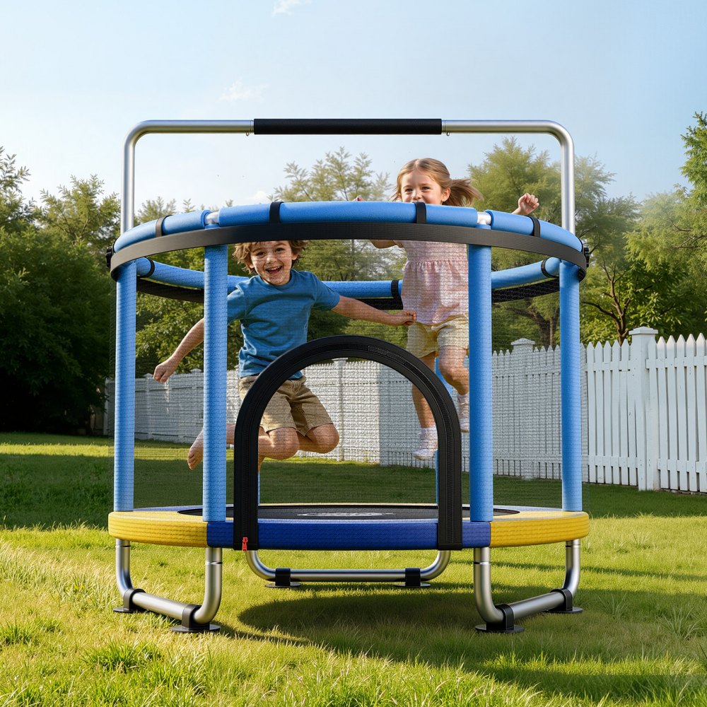 VEVOR 60" Trampoline for Kids, 5 FT Toddler Mini Trampoline, 132 lbs Indoor Outdoor Play Toys with Enclosure Net and