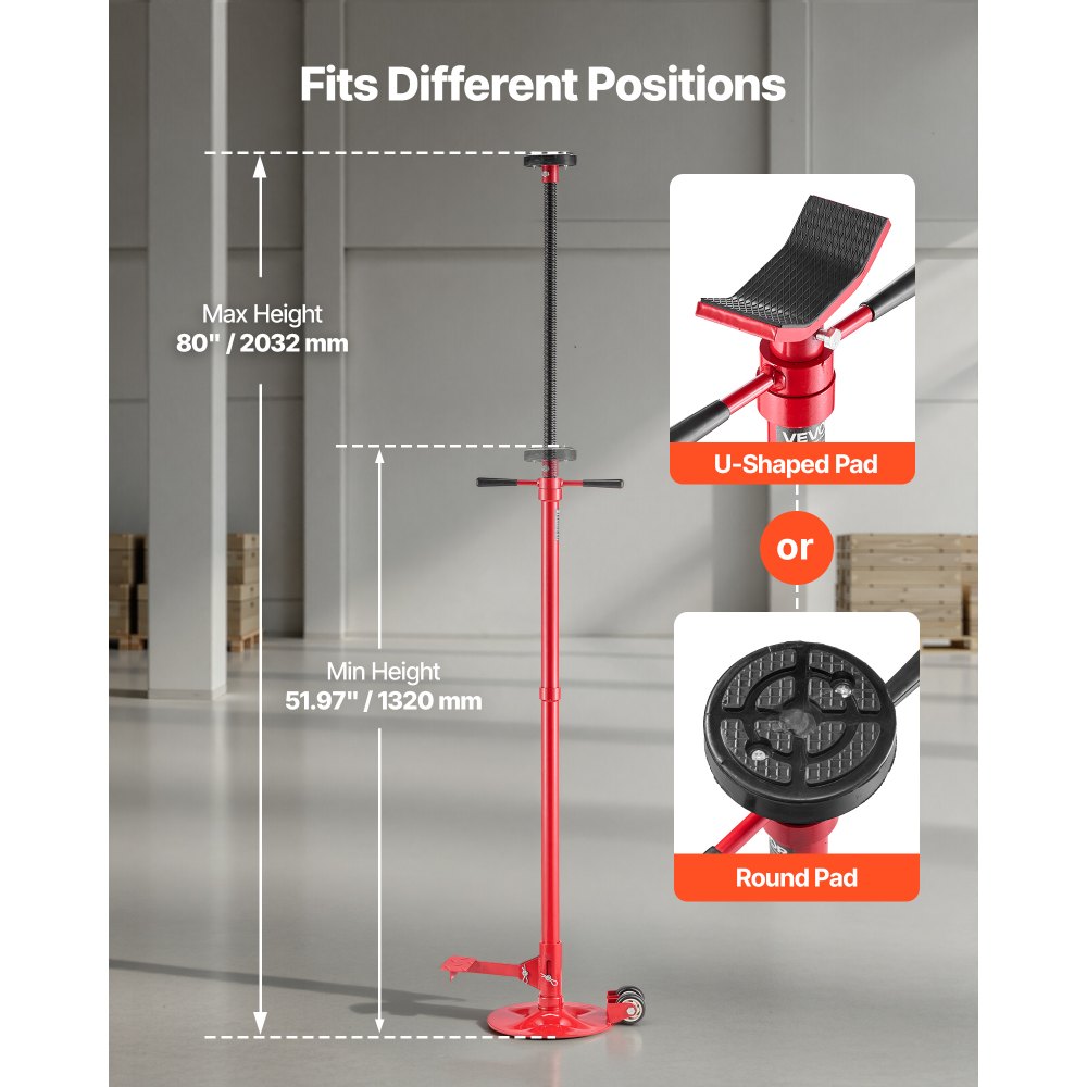 VEVOR Underhoist Support Stand, 3/4 Ton (1653 lbs) Capacity Under Hoist Jack Stand with Two Wheels, Lifting from 51.97"