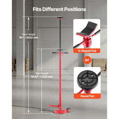 VEVOR Underhoist Support Stand, 3/4 Ton (1653 lbs) Capacity Under Hoist Jack Stand with Two Wheels, Lifting from 51.97"